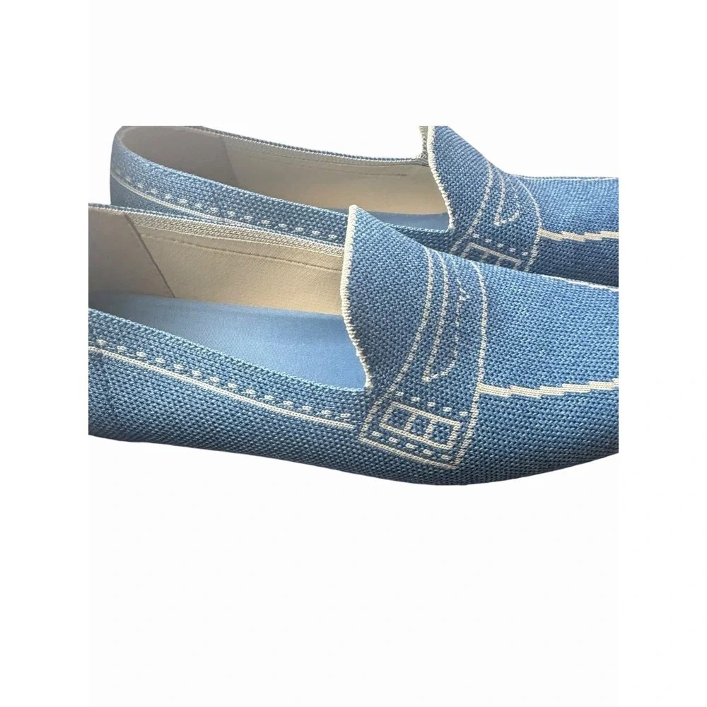 VIVAIA Sierra Square Toe Loafers Slip On Flat Shoes Denim Blue Size EU 40 US 9